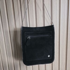 Leatherology Small Suede Black Crossbody Purse Bag Vintage Minimal Y2K